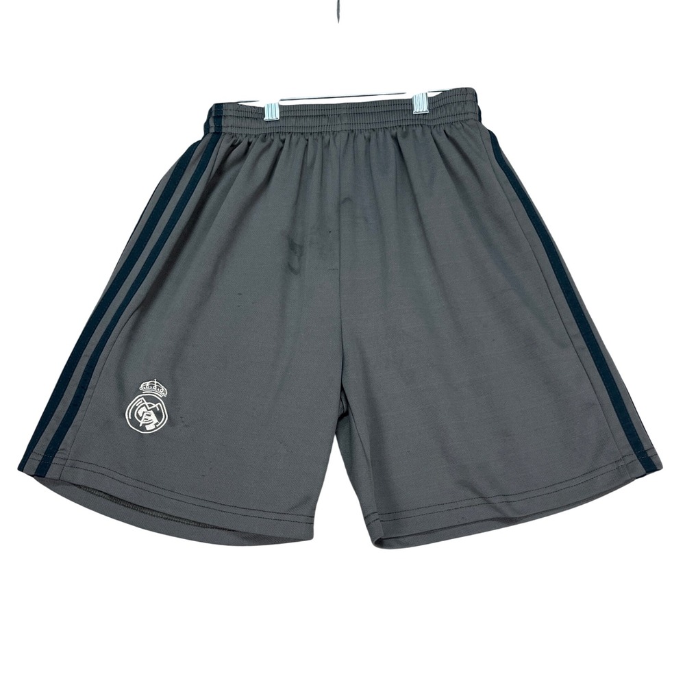 Vintage Adidas Real Madrid Soccer Shorts Mens S Gray Stretch Waistband Athletic